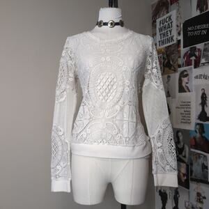 Long Sleeve Crochet Lace Top